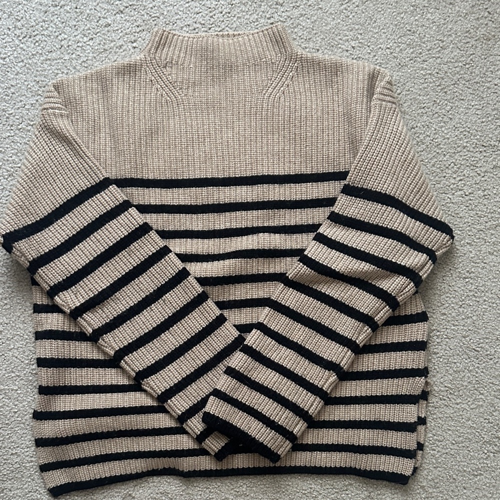 Rails Striped Knit Sweater in Beige and Black